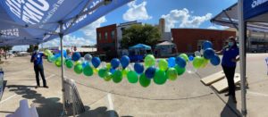 Downtown Bryan vaccine clinic - decorating the tent!